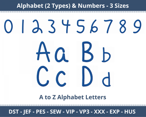 Alphabet & Numbers Machine Embroidery Designs-3 Sizes-2 Types of Alphabet-instant download