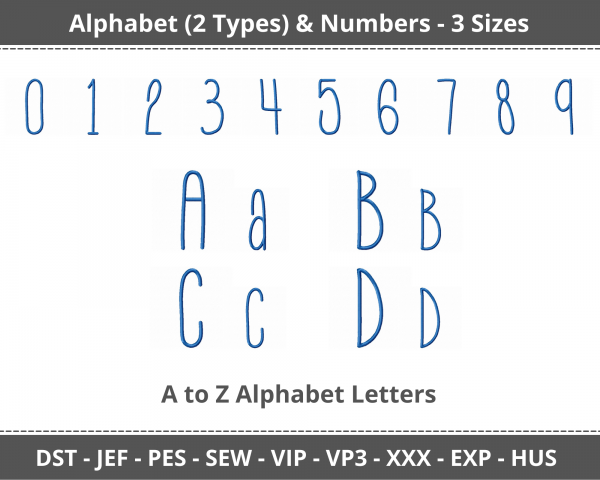Skinny Jeans Alphabet & Numbers Machine Embroidery Designs