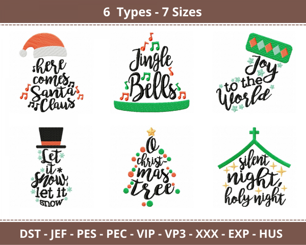 Christmas Song Titles Quotes Machine Embroidery Designs