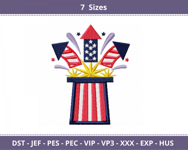 Firecracker Top Hat Machine Embroidery Designs-7 Sizes-instant download