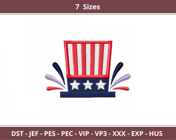 Freedom Top Hat Machine Embroidery Designs