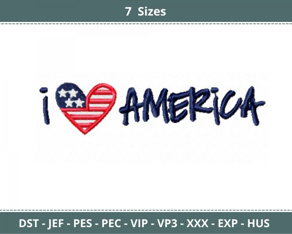I love America Machine Embroidery Designs-7 Sizes-instant download