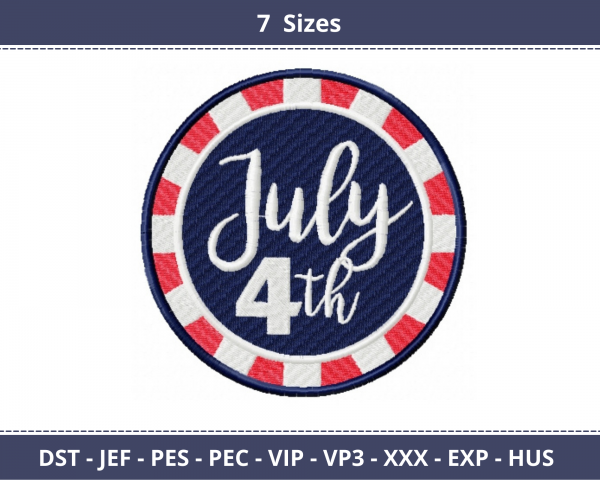4th July Machine Embroidery Designs-7 Sizes-instant download