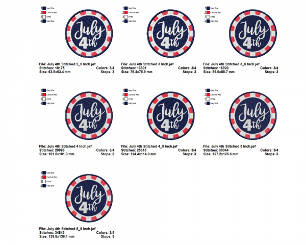 4th July Machine Embroidery Designs-7 Sizes-instant download