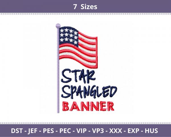 Star Spangled Banner Machine Embroidery Designs-7 Sizes-instant download