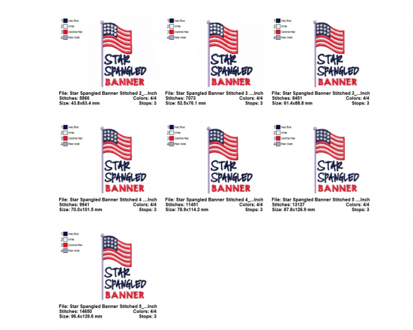 Star Spangled Banner Machine Embroidery Designs-7 Sizes-instant download