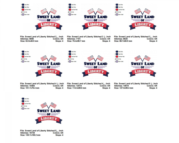 Sweet Land of Liberty Machine Embroidery Designs-7 Sizes-instant download