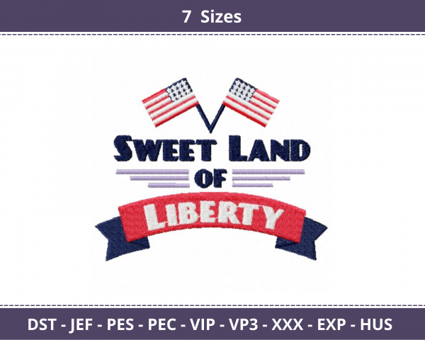 Sweet Land of Liberty Machine Embroidery Designs-7 Sizes-instant download