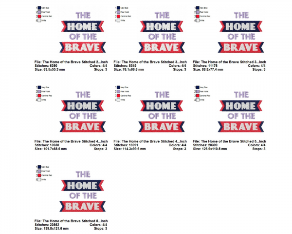 The Home Of the Brave Machine Embroidery Designs-7 Sizes-instant download