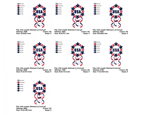 USA Machine Embroidery Designs-7 Sizes-instant download