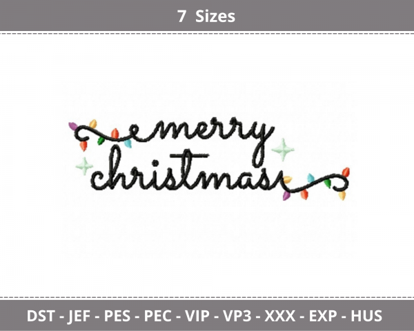 Merry Christmas Machine Embroidery Designs-7 Sizes-instant download