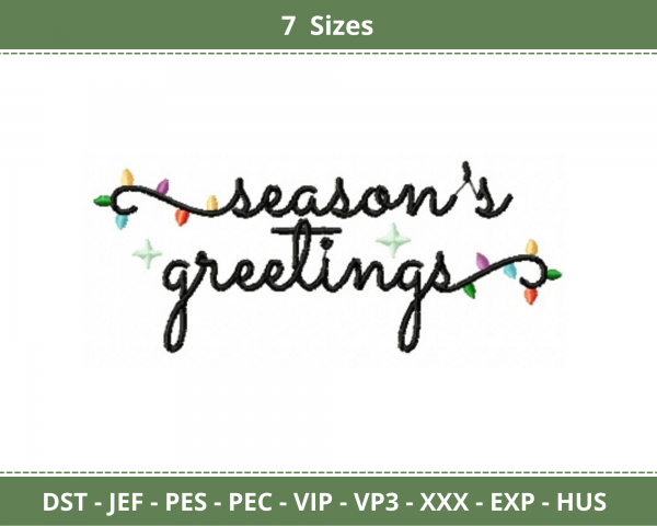Season’s Greetings Machine Embroidery Designs-7 Sizes-instant download