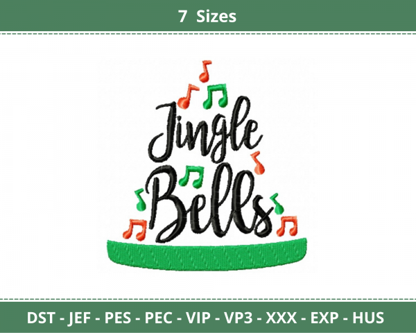 Jingle Bells Machine Embroidery Designs-7 Sizes-instant download