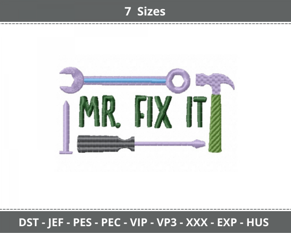 Mr. Fix It Quotes Machine Embroidery Designs