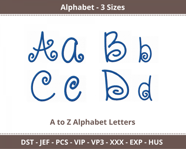 Alphabet Machine Embroidery Designs- 3 Sizes-instant download