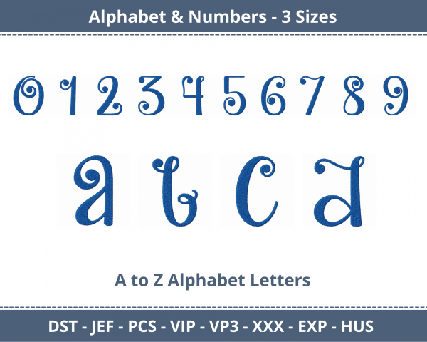 Alphabet & Numbers Machine Embroidery Designs- 3 Sizes-instant download