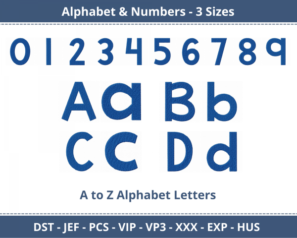 Alphabet & Numbers Machine Embroidery Designs- 3 Sizes-instant download