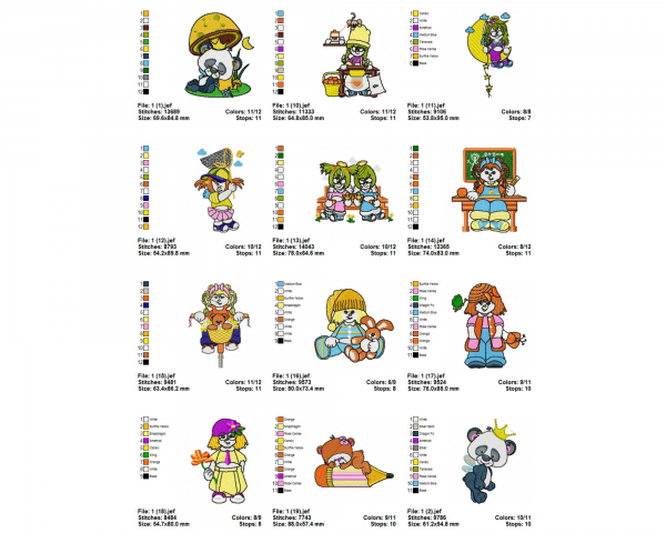 Cartoon Machine Embroidery Designs-1 Size-60 Types-instant download