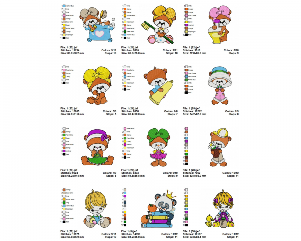 Cartoon Machine Embroidery Designs-1 Size-60 Types-instant download