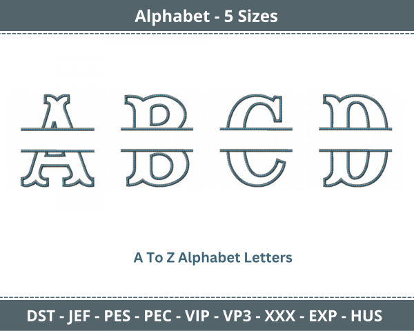 Alphabet Machine Embroidery Designs-5 Sizes-instant download
