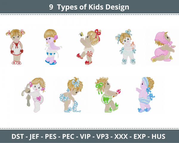 Kids Machine Embroidery Designs-1 Size-9 Types-instant download