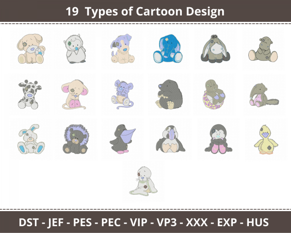 Cartoon Machine Embroidery Designs-1 Size-19 Types-instant download