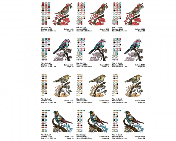 Creative Birds Machine Embroidery Designs-3 Sizes-20 Types-instant download