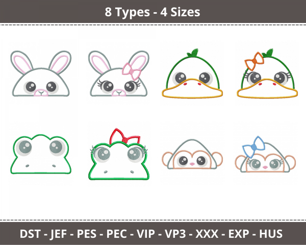 Baby Animal Machine Embroidery Designs-4 Sizes-8 Types-instant download