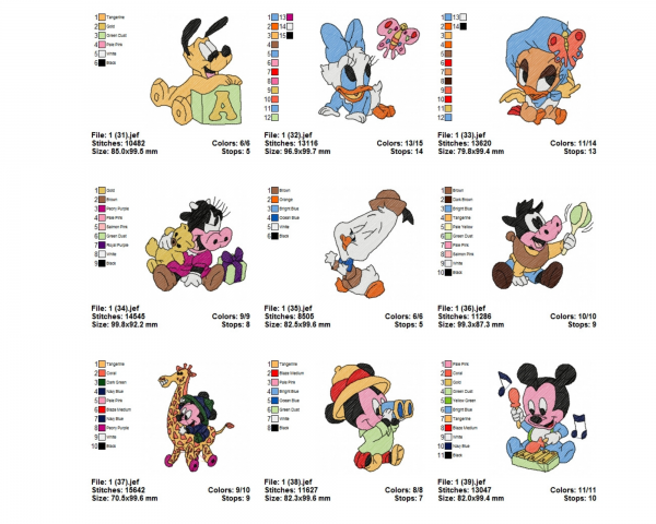 Mickey Mouse Machine Embroidery Designs-1 Size-40 Types-instant download