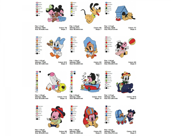 Mickey Mouse Machine Embroidery Designs-1 Size-40 Types-instant download