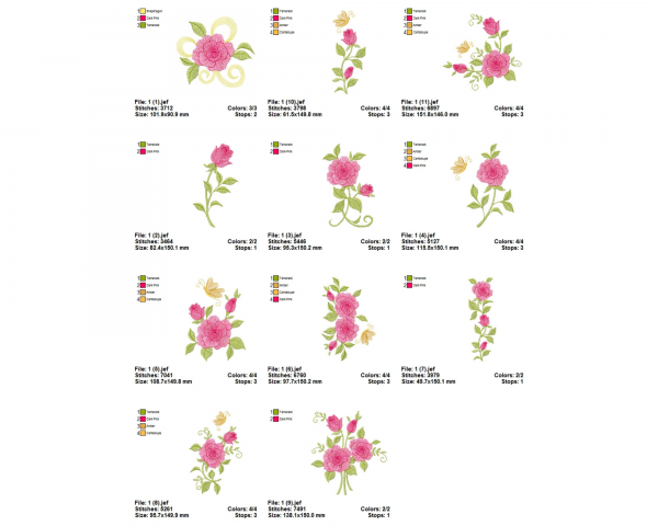 Creative Flowers Machine Embroidery Designs-1 Size-11 Types-instant download