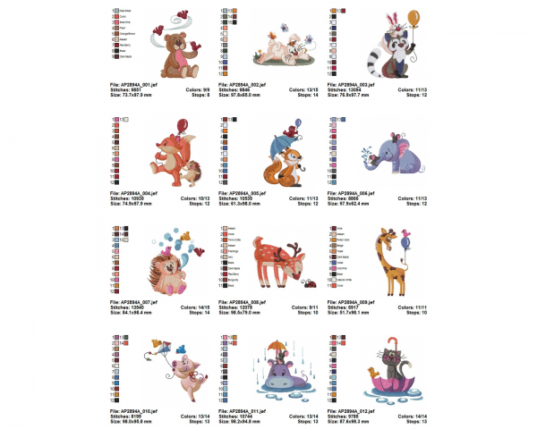 Crazy Animal Machine Embroidery Designs-1 Size-12 Types-instant download