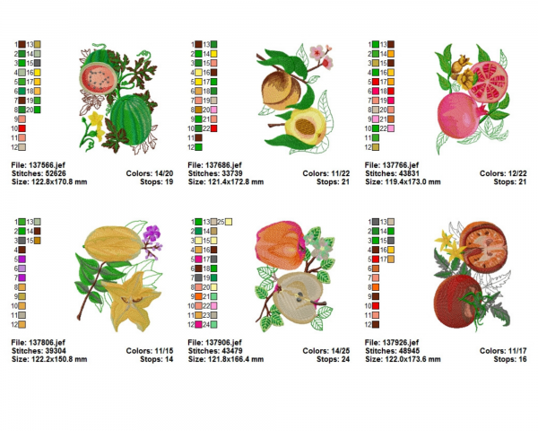 Fruit Machine Embroidery Designs-1 Size-6 Types-instant download