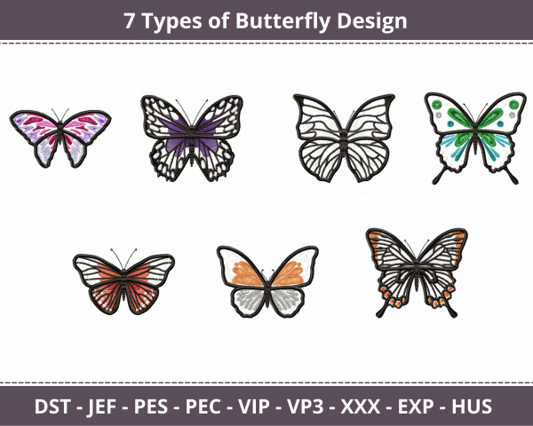 Butterfly Machine Embroidery Designs-1 Size-7 Types-instant download