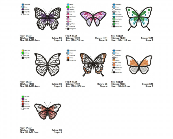 Butterfly Machine Embroidery Designs-1 Size-7 Types-instant download