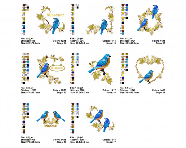 Bird Machine Embroidery Designs-1 Size-8 Types-instant download