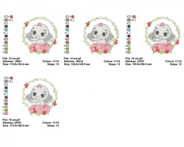 Baby Elephant Machine Embroidery Designs-4 Sizes-instant download
