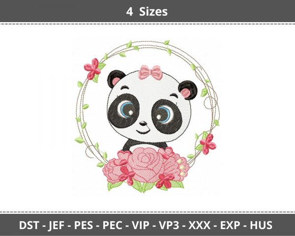 Panda Cartoon Machine Embroidery Designs-4 Sizes-instant download