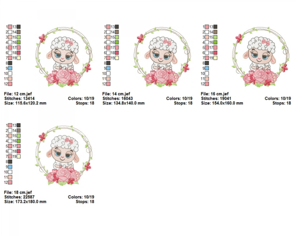 Cartoon Sheep Machine Embroidery Designs-4 Sizes-instant download