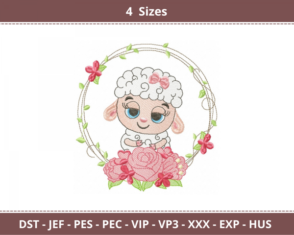 Cartoon Sheep Machine Embroidery Designs-4 Sizes-instant download