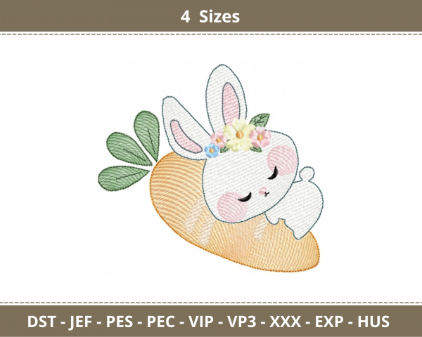 Cute Bunny Machine Embroidery Designs-4 Sizes-instant download