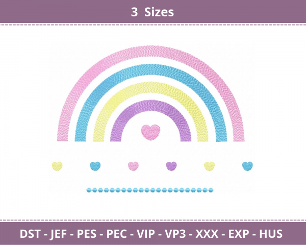 Rainbow Machine Embroidery Designs-3 Sizes-instant download