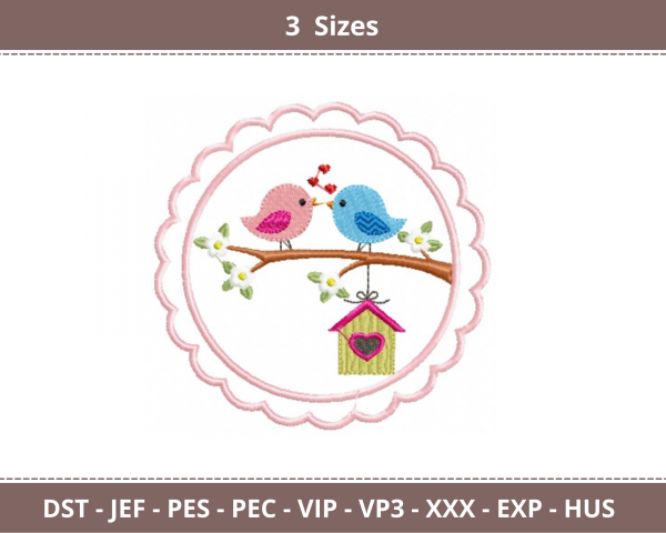 Love Birds Machine Embroidery Designs-3 Sizes-instant download