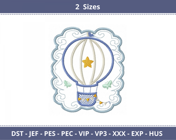 Air Balloon Machine Embroidery Designs-2 Sizes-instant download