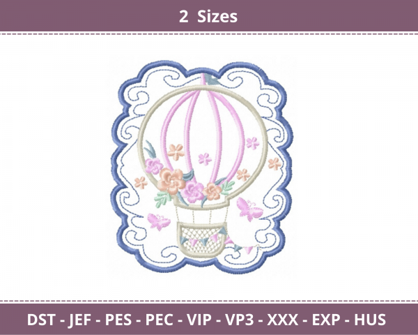 Air Balloon Machine Embroidery Designs-2 Sizes-instant download