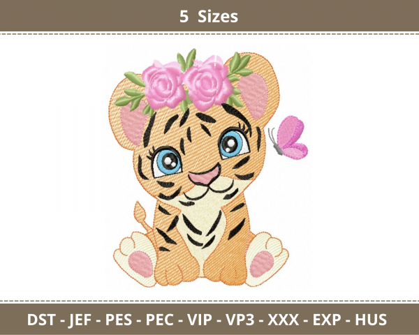 Tiger Machine Embroidery Designs-5 Sizes-instant download