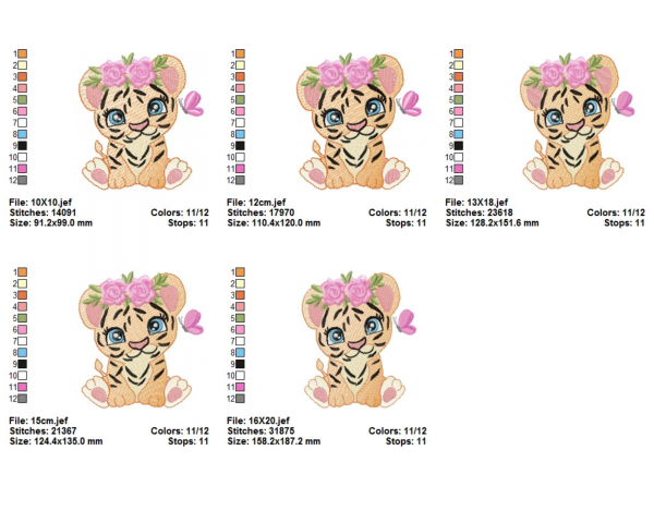 Tiger Machine Embroidery Designs-5 Sizes-instant download