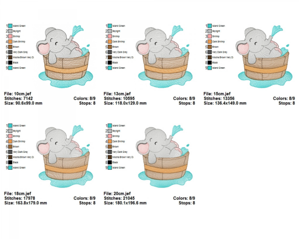 Baby Elephant Machine Embroidery Designs-5 Sizes-instant download