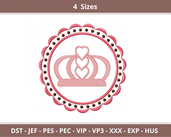 Crown Machine Embroidery Designs-4 Sizes-instant download