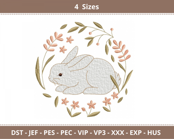 Rabbit Machine Embroidery Designs-4 Sizes-instant download